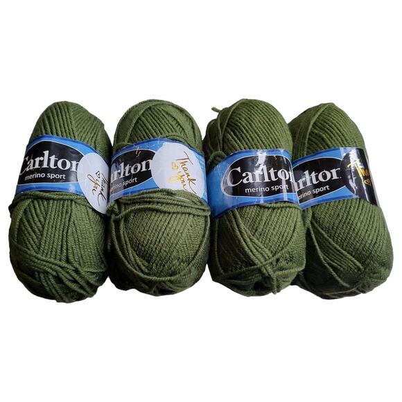 Lot B 4 Skeins Carlton Merino Sport Yarn Color #8 Olive Green Acrylic/Wool Blend - Picture 3 of 8